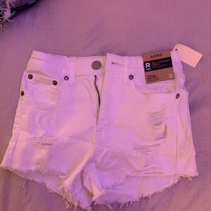 Aeropostale White Ripped Jean Shorts